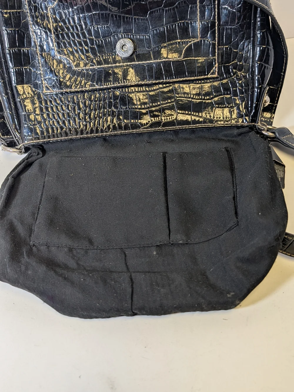 liz & co. Black Croc-Embossed Crossbody Bag with Metal Accent